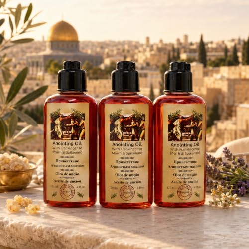 Zuluf Frankincense and Myrrh Anointing Oil Set of 3 with Spikenard from Jerusalem Biblical Christian Prayer Oil from the Holy Land Bethlehem for Baptism Godparent Faith Gift 12.2 Fl Oz 3 Pack - Image 8