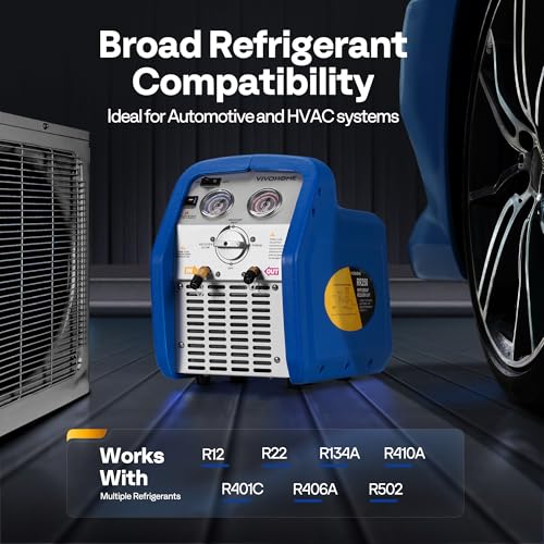 VIVOHOME 110-120V AC 60Hz 3/4HP Single Cylinder Portable Refrigerant Recovery Machine Blue