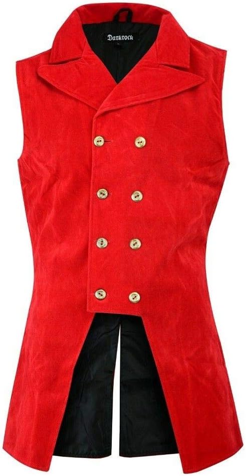 Darkrock Mens Double Breasted Blue Velvet Vest Waistcoat VTG Brocade Gothic Steampunk