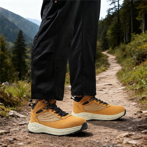 Image of Blapek Steel Toe Boots for Men Puncture Resistant Work Shoes Slip Resistant Leather Safety Sneakers Lightweight Breathable Comfortable Industrial Footwear