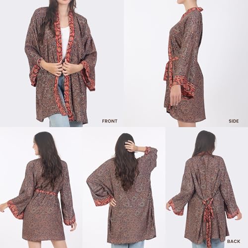 Kimono Boho for Women - 100% Polyester - Flattering 3/4 Sleeve - Versatile for Beach, Vacation, Layering2