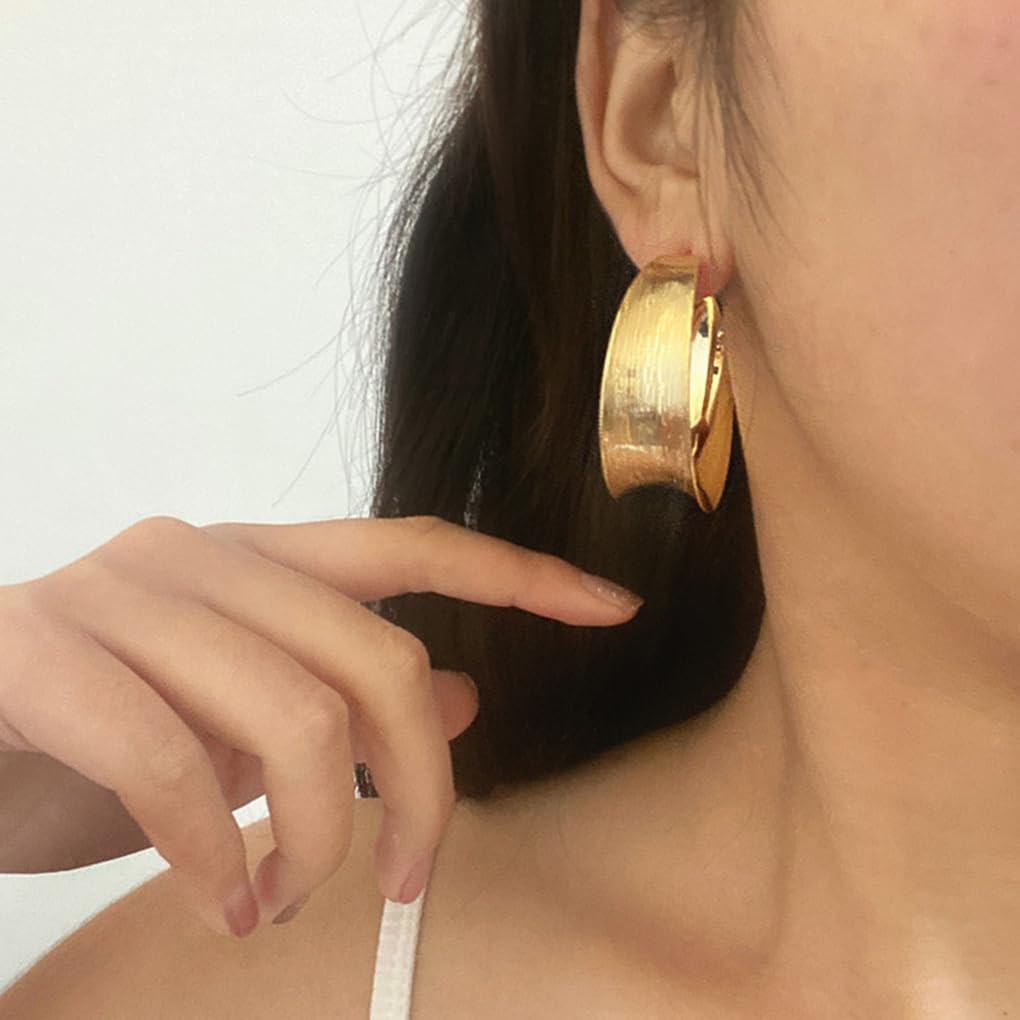Chunky Gold Big Circle Statement Dangle Earrings for Women Large Silver Round Drop Earring Exaggerated Hoop Dangling Earrings Jewelry Accessories - Image 4