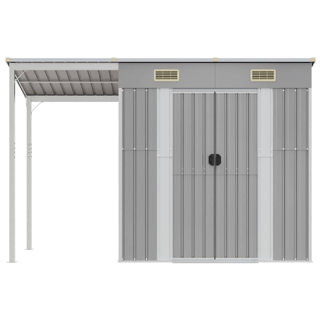 Refined Caseta de jardín con Techo Extensible, Gris Claro, 277 x 107 x 181 cm, Acero