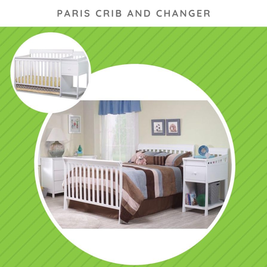 Image of CC KITS Full-Size Conversion Kit Bed Rails for Sorelle Crib & Changer Combos - Solid Wood Rail - Toddler & Adult Rail for Full-Size Beds - Nursery & Baby Furniture (White - Paris Crib & Changer)