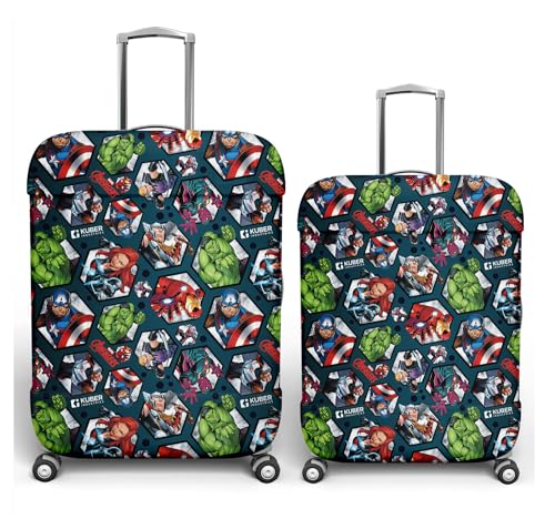 Image of Kuber Industries Marvel Avengers Luggage Cover | Polyester Travel Suitcase Cover | Washable and Stretchable Suitcase Cover | 18-22 Inch-Small | 22-26 Inch-Medium | Pack of 2 | Blue