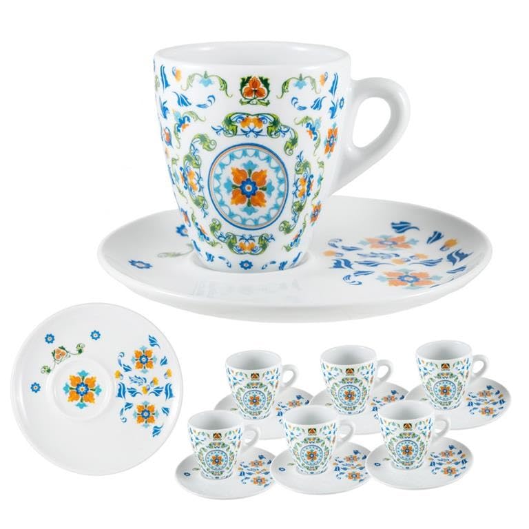 Tasses avec soucoupe en porcelaine DRW haut de gamme aux fleurs