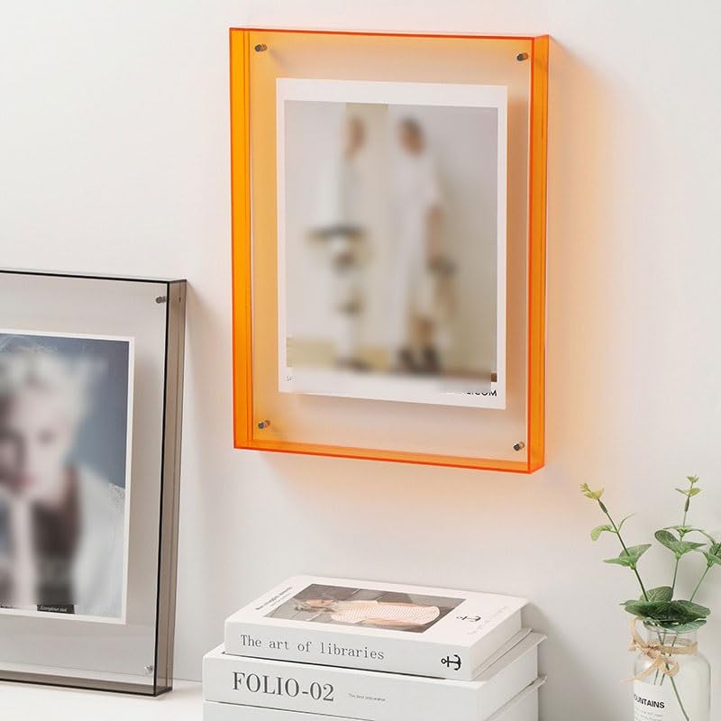 Cornice portafoto trasparente in acrilico fai da te, decorazione da parete, tavolo, decorazione creativa e semplice, per corridoio, camera da letto, blu 11 x 14 cm