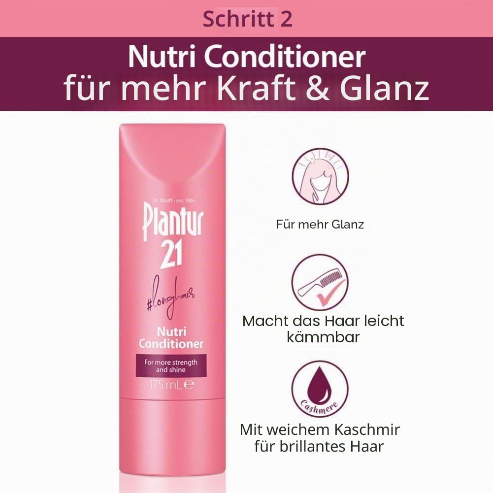 Plantur 21 #longhair Shampoo Conditioner und Haarserum f眉r langes und brillantes Haar | Komplettset verbessert das Haarwachstum und strapaziertes Haar | ohne Silikone