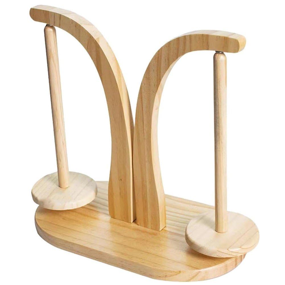 Soporte de hilo de madera premium con doble eje giratorio para tejer sin enredos