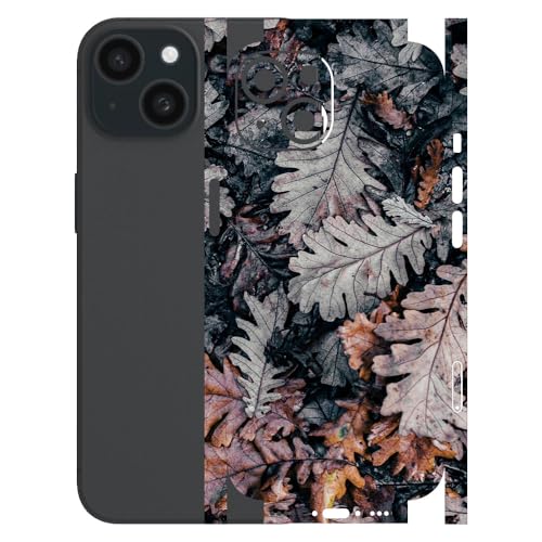 Image of AtOdds - Full Body Back Screen Guard Protector Film - Lamination Wrap Skin Sticker for iPhone 15 | Scratchproof Matte Finish (Design - Dry Leaves)