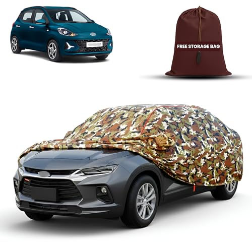 Image of MORNYRAY Car Cover for Hyundai Grand i10 Nios | Fully Waterproof Car Body Cover | with Mirror & Antenna Pocket | Dustproof, Windproof & Anti-Scratch Lining, Camouflage