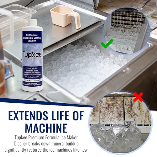 Tupkee Ice Machine Cleaner and Descaler - 16 fl oz, Nickel Safe Ice Maker Cleaner - Compatible with All Major Brands (Scotsman, KitchenAid, Affresh) - Made in USA