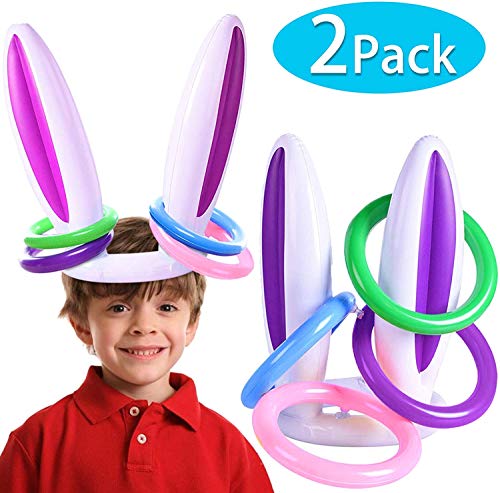 2 Pack Easter Inflatable Bunny Rabbit Ears Ring Toss Party Games (2 Set & 8 Rings) Indoor Outdoor Ra - //coolthings.us