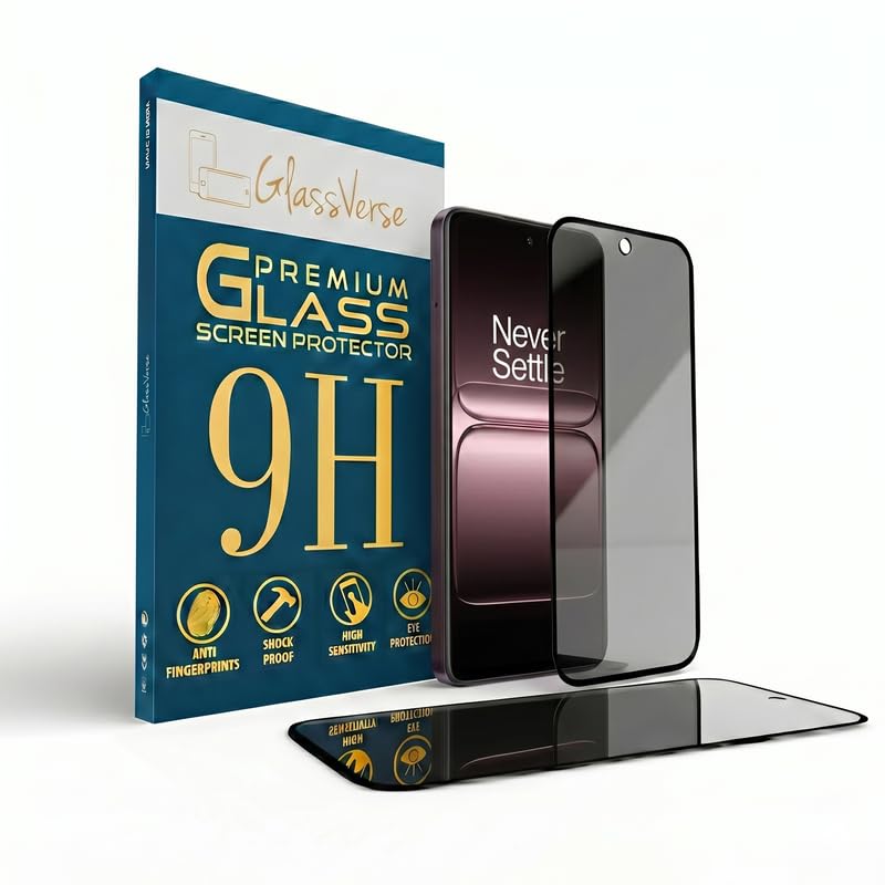 Image of GlassVerse Privacy Tempered Glass for Oneplus 13s | Anti Spy Screen Protector, 9H Hardness, Edge to Edge, Case Friendly, Hassle-less Installation Kit Included. (Pack of 1)