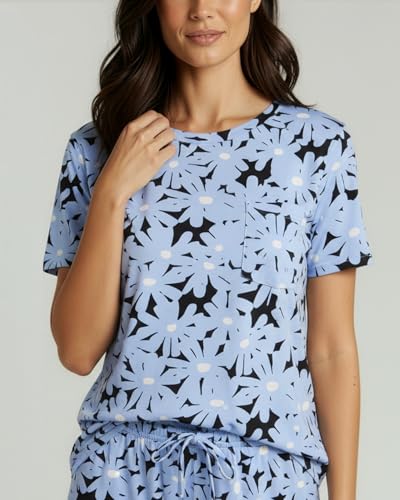 Image of Real Essentials 2 Pack: Women's Short Sleeve Pajama Short Set - Comfy Lightweight Soft Lounge Sleepwear (Plus