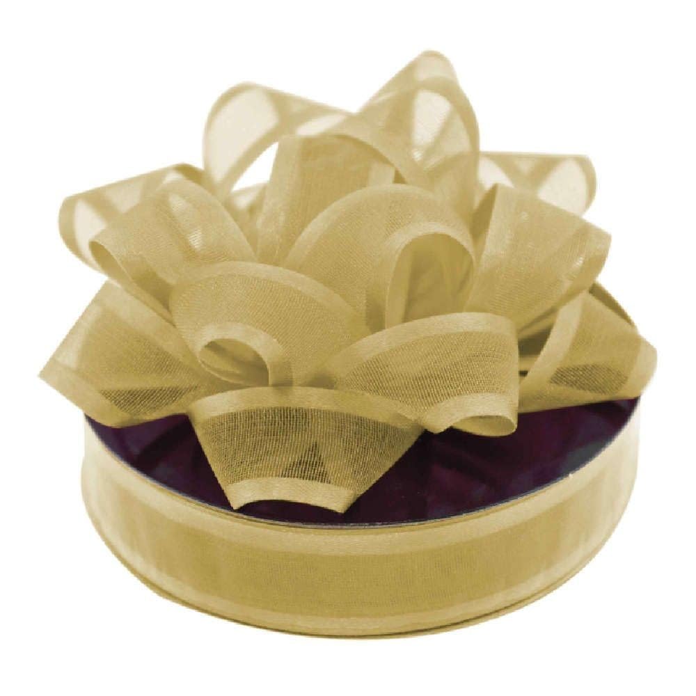 Wrap & Roll 12.7 cm Organza Bow with Ribbon, 1.27 m Length, Gold