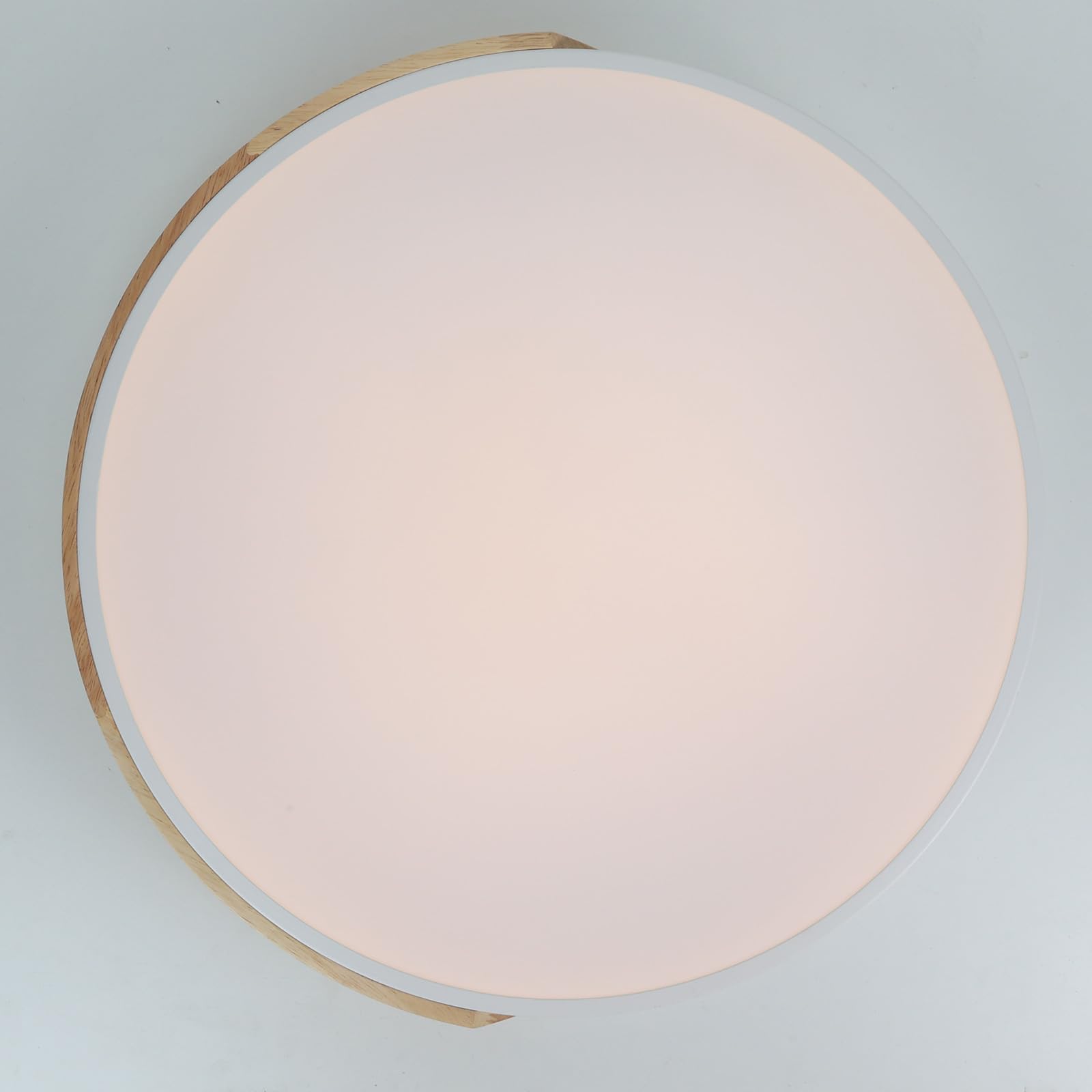 Alpinaluz Plafón LED de Techo Ø50 cm – Metal Blanco y Madera Natural – 40W con Luz Regulable CCT (3000K/4000K/6000K) – Estilo Nórdico Moderno para Salón, Comedor o Dormitorio