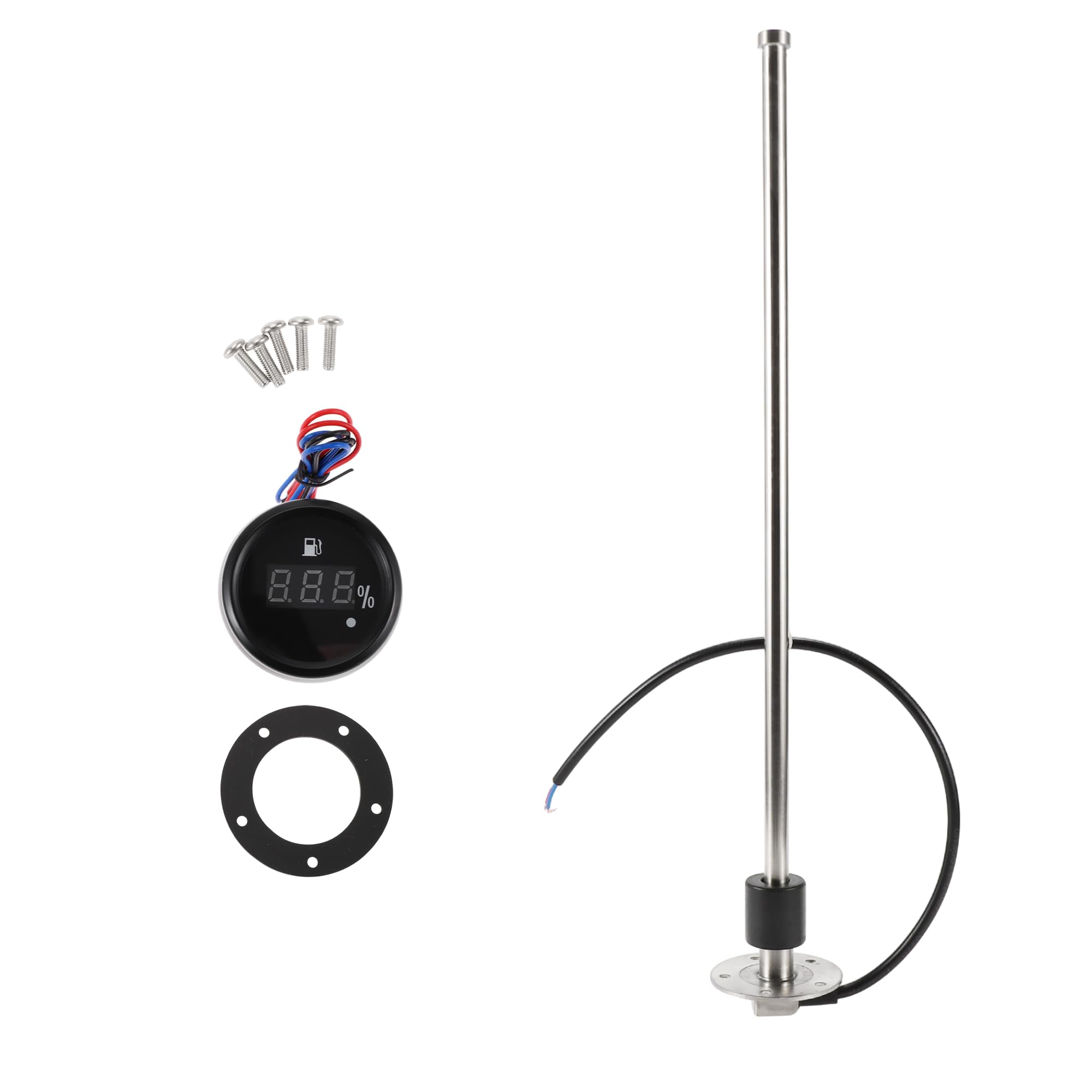Hihaha Fuel Sending Unit and Gauge Kit Boat Fuel Sending Unit Marine Fuel Sender Unit Metal 480mm 18.9" Length 1 Set Silver Tone Black 0-190 Ohm