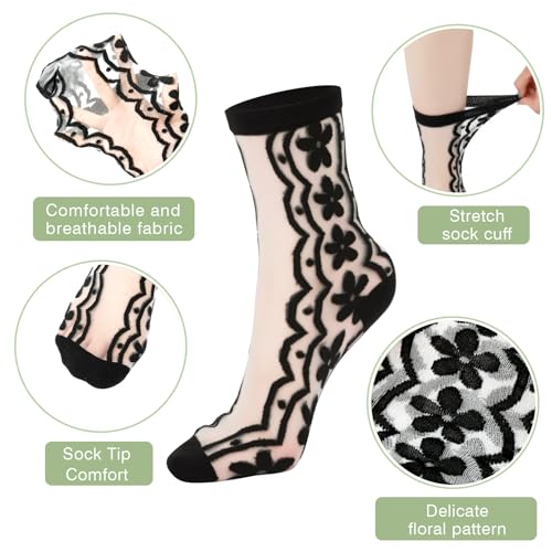 Image of YOYOU Ruffle Crew Socks Women, Frilly Socks, Girly Scalloped Lettuce