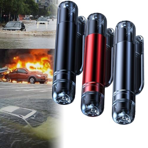 XJQ Car Window Breaker, 2-In-1 Car Window Breaker and Seat Belt Cutter, Life Hammer with Seatbelt Cutter, Emergency Car Escape Tool (3pcs)