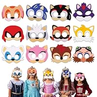 Ainvliya 12 PCS Soni Party Masken, Geburtstag Masken Cosplay Party Deko für Kinder Maskerade Cosplay Karneval Weihnachtenv(Blau)