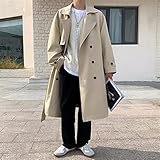 Hombres Moda Slim Fit Mid Long Long Double Breasted Trench Coat Boodbreaker.