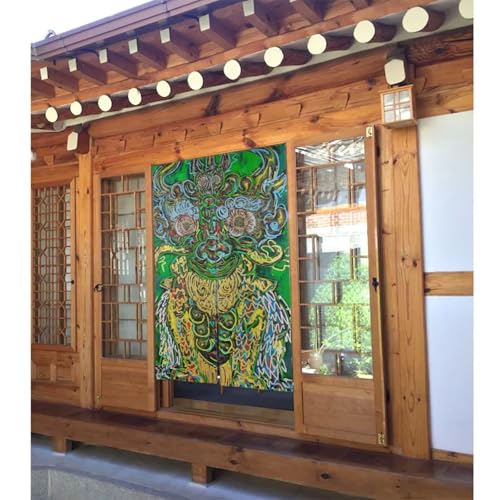 小松美羽 (5) 遮光 和風 のれん ドアカーテン 86x143cm 厚手 廊下/部屋/出入り口用 目隠し 暖簾