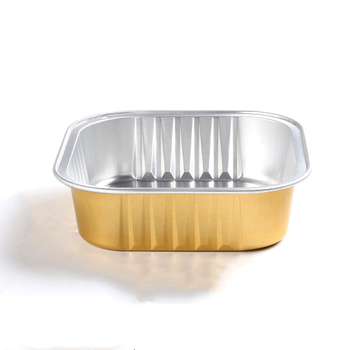 KEISEN Square 3.6 Inch 4.5oz 125ml Disposable Aluminum Foil Cups for Muffin Cupcake Baking Bake Utility Ramekin Cup (Gold, 100)