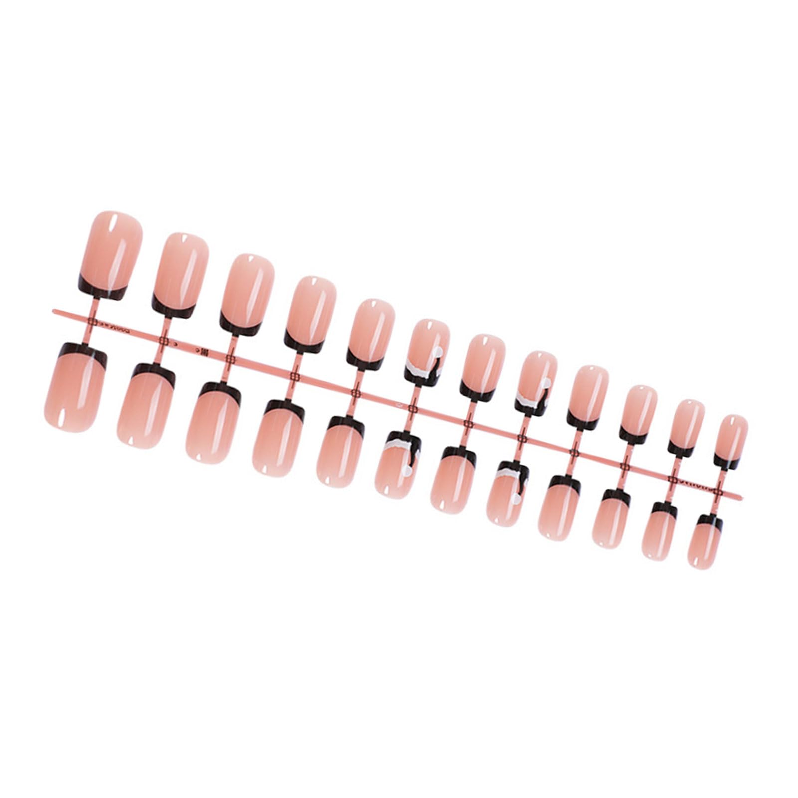 24 pezzi cappello di Natale Stick On Nails punta francese copre completamente unghie finte unghie corte premere sulle unghie unghie artificiali per le donne