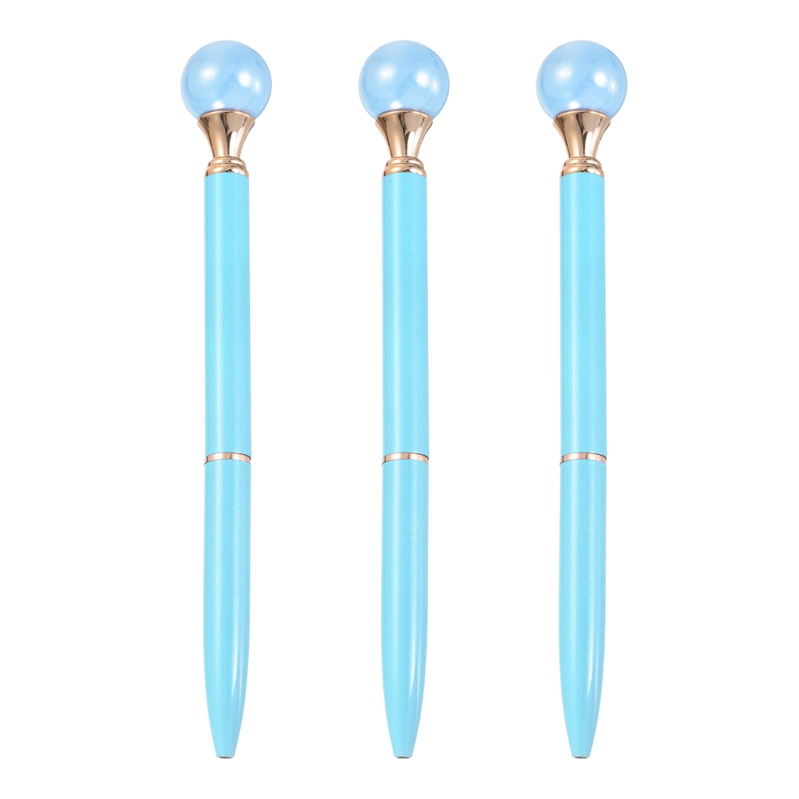 PATIKIL Pearl Ballpoint Pen, 3Pcs Sparkling Bling Metal Pen with Pearl Top Elegant 1.0mm Black Ink Ballpoint Refillable for Office Business Wedding Party Birthday Gift, Blue โ image 1