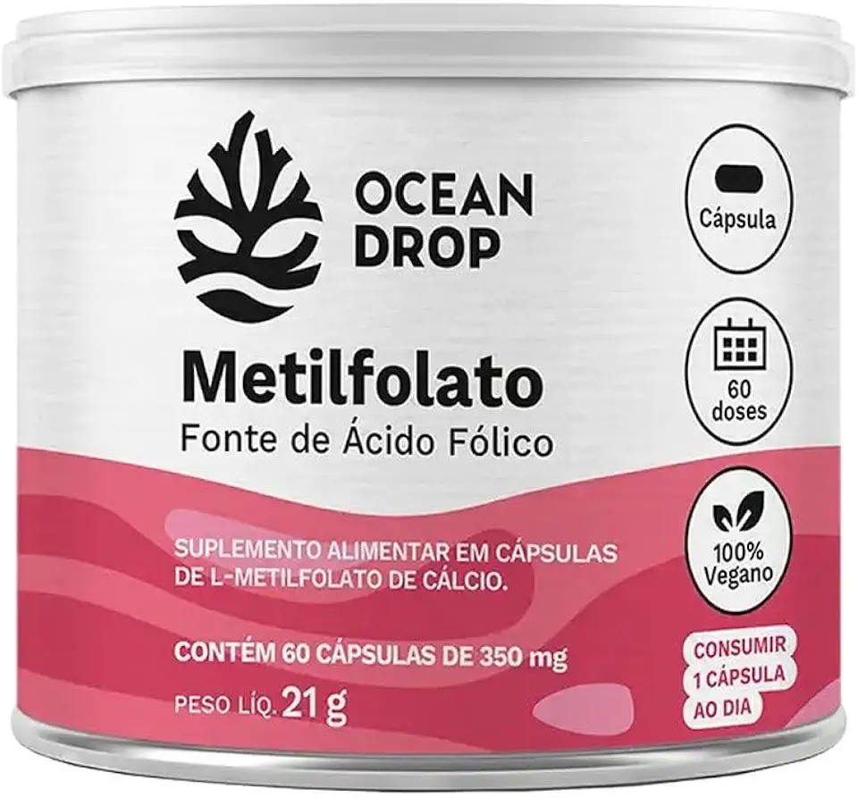 Metilfolato - 60 Cápsulas 350mg - Ocean Drop