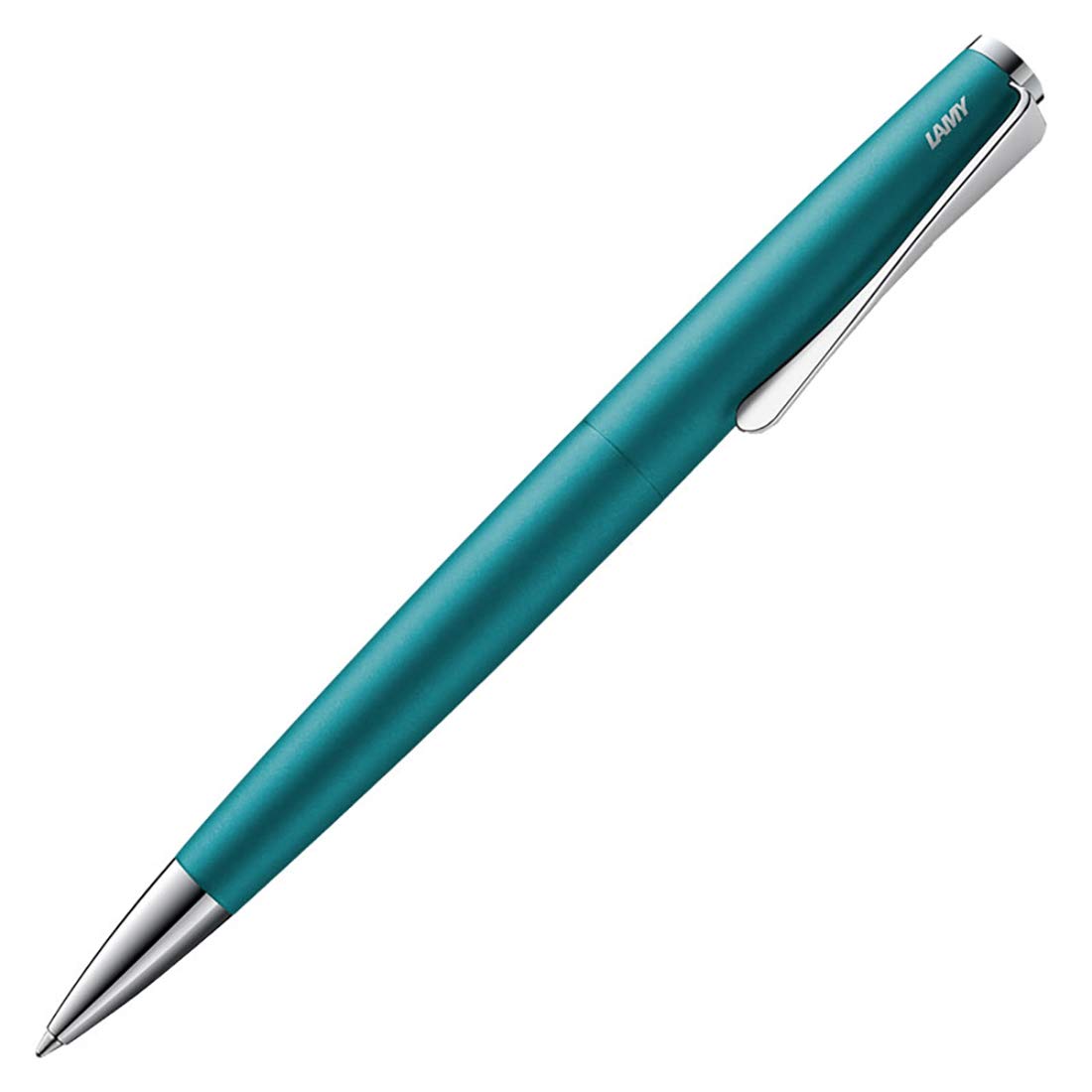 Lamy studio Kugelschreiber 266 Zeitloser Kuli in der Farbe Aquamarine aus rostfreiem Edelstahl und propellerförmigem Clip Stichbreite M
