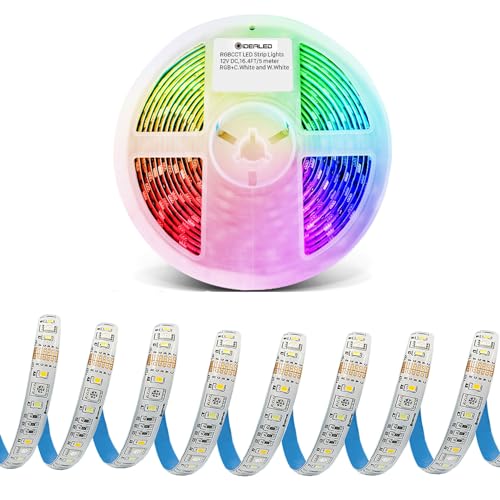GIDEALED RGBWW Ledstrip, 12 V, 5 m, dimbaar, RGBCCT ledstrips, warm wit (2700 K-6000 K), volledig gekleurd daglicht, 6-draads RGB CW WW LightStrip Plus voor sfeerverlichting, slechts 5 m