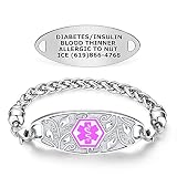 Divoti Custom Engraved Medical Alert Bracelets for Women, Stainless Steel Medical Bracelet, Medical