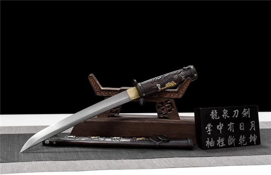 Zhmyyxgs Handmade Carved Japanese Tanto Dagger Sword Samurai Katana Sharp Folded Steel