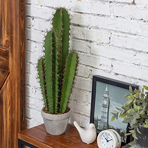 MyGift Artificial Hedge Cactus in Gray Cement Planter #TOP30