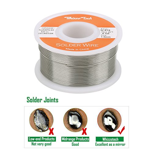 Image of Whizzotech Solder Wire 60 /40 Tin /Lead Sn60Pb40 with Flux Rosin Core for Electrical Soldering 4oz /100g /0.22lb Diameter 0.039 Inch /1mm