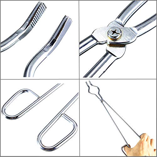 16" Stainless Steel Crucible Tongs with Heat Resistant Safety Melting Furnace Glove (16") - Thumbnail 3