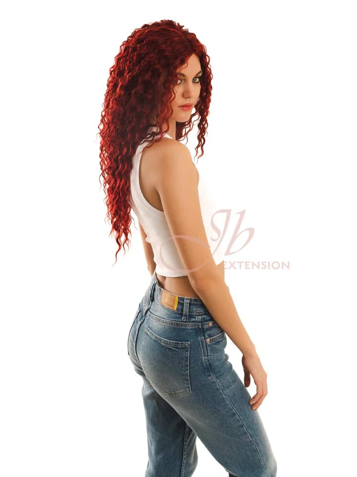 Miniatura 3 de Peluca de encaje frontal flama, extra rizada, color rojo, afro, para mujer, pelucas sintéticas naturales para uso diario (pelucas de cabello natural)