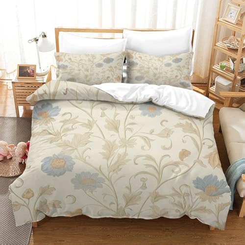 Parure de lit microfibre motif floral King 220x240cm vintage 3D - 3