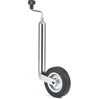 Jockey Wheel 150 kg with Solid Rubber Wheel 200 x 50 mm for Car Trailers 48 mm Tube Diameter