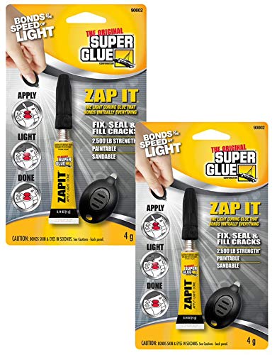 Super Glue - ZAPIT - Light Curing Adhesive - One 4 Gram Tube - (Pack of 2)