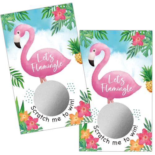 Haizct 50 Pack Let's Flamingle Hawaiian Scratch Off Cards