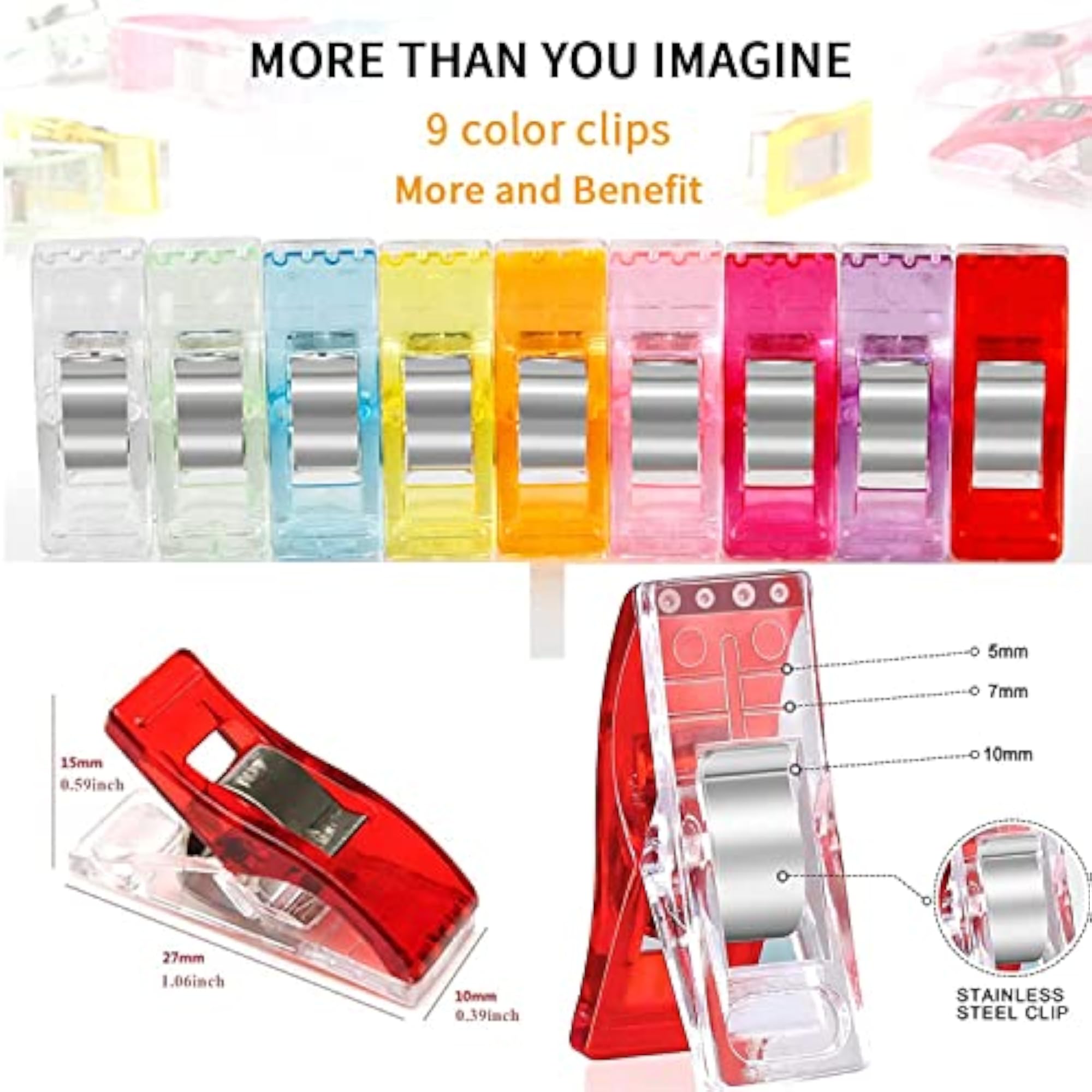 Plastic Multi Color Hand Held Sewing Clips for Fabric
