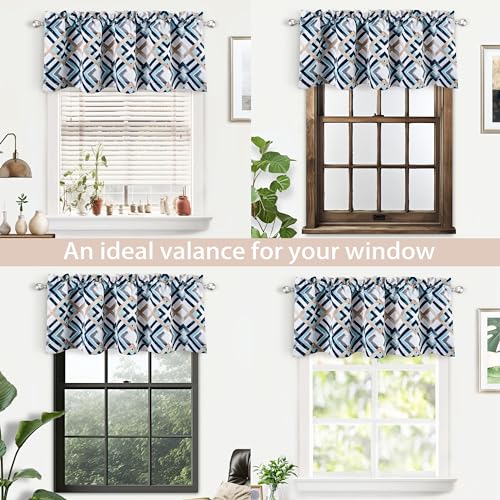 Driftaway 817684022781 Diamond Trellis Watercolor Geometric Checker Plaid Pattern Blackout Thermal Insulated Energy Saving Window Curtain Valance Rod Pocket Single 52 Inch thumb #5