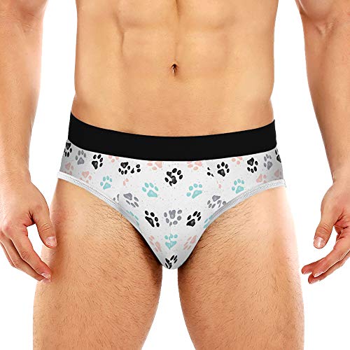 Dog Paw Print Pattern Mens Briefs Underwear Breathable Classic Briefs with Stretch Waistband - 1 Piece (Size S-3XL)