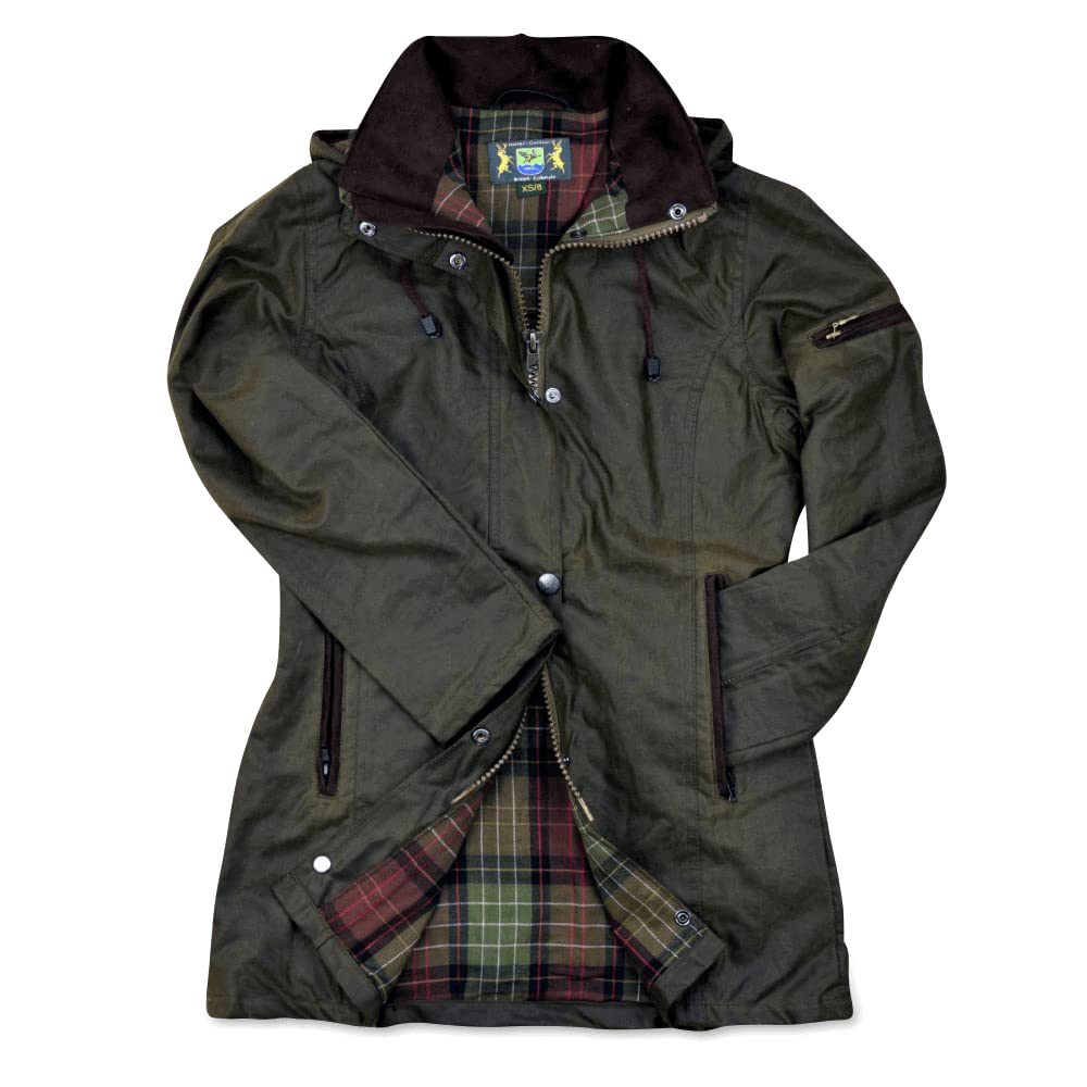 Romneys Damen-Wachsjacke New Ashdown - Robuste Wind- und wasserdichte, tailliert geschnittene Regenjacke inklusive Kapuze
