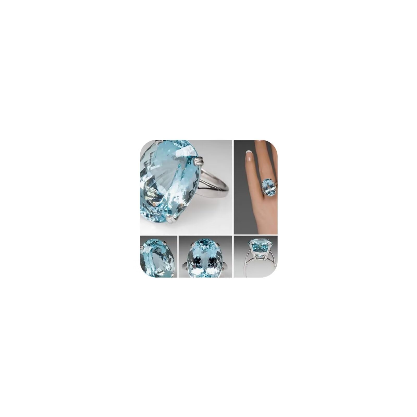 MAIHAO Vintage Fashion Women 925 Silver Oval Cut Aquamarine