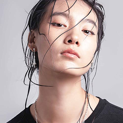 Asymmetric Cross drop earring for women men White gold plated chain long earring geometry jewelry3