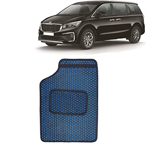 Image of Kingsway Dotted Design Car Floor Foot Mats Universal Fit for Kia Carnival, Model Year : 2020 Onwards, Water and Dustproof, Color Blue, Set of 5 Pieces